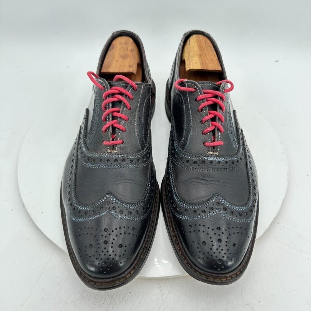 Allen Edmond Neumok Men Size 9.5D Black Leather Wingtip Oxford Dress Shoes